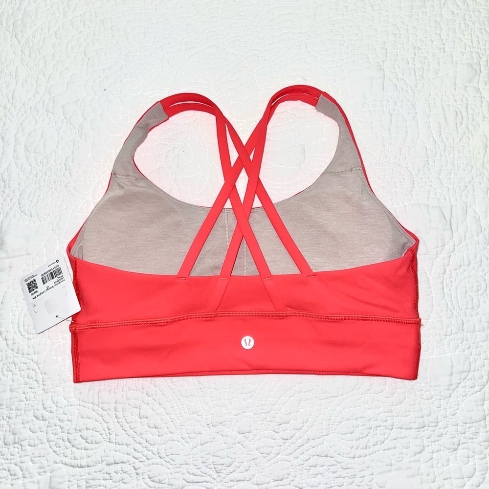 LULULEMON ENERGY LONGLINE BRA ORANGE RED COLOR SIZE 10 COLOR CODE “PPNC” NWT - Picture 4 of 8
